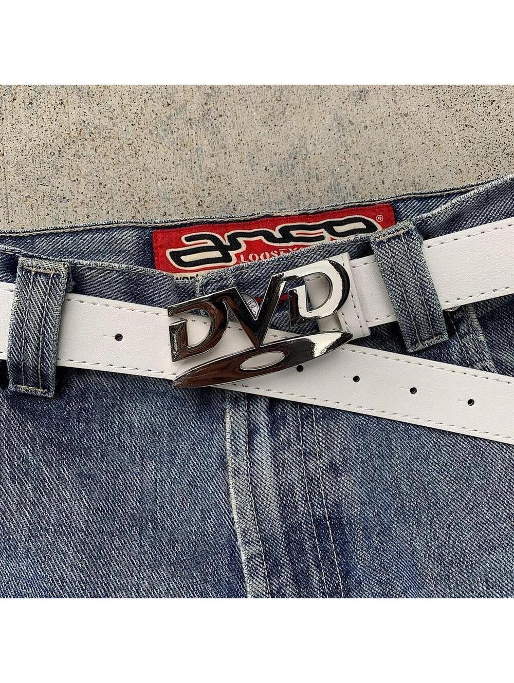 DVD Belt Buckle white leather belt. Very cool unique belt. Y2k style. 39 inches